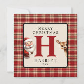 キッズモノグラムクリスマスサンタフォトクリスマス シーズンカード (正面)