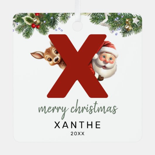 キッズモノグラムクリスマスツリー メタルオーナメント (正面)