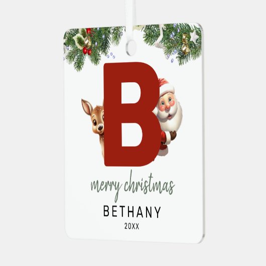 キッズモノグラムクリスマスツリー メタルオーナメント (正面左)