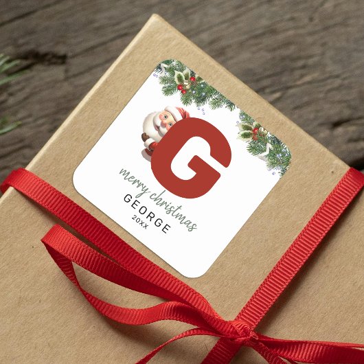 キッズモノグラムクリスマス スクエアシール