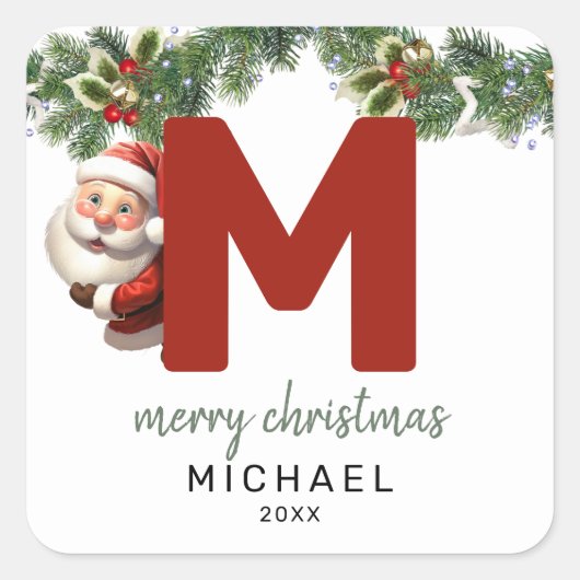 キッズモノグラムクリスマス スクエアシール (正面)