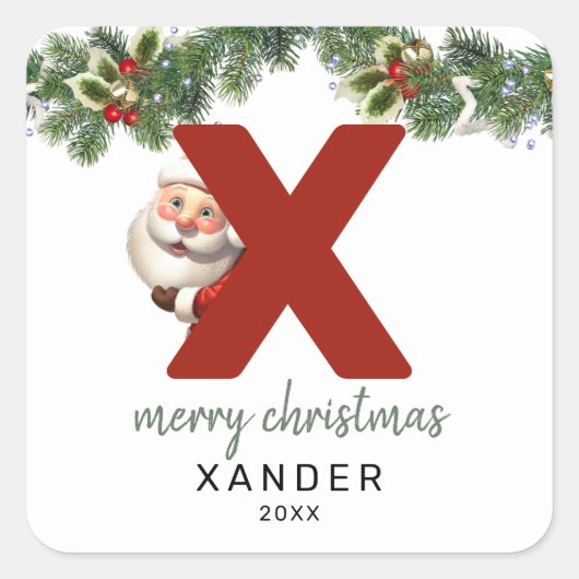 キッズモノグラムクリスマス スクエアシール (正面)