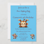 キッズモンキー間抜けジャングルテーマ誕生日パーティー 招待状 (正面)