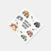キッズモンスタモダンートラックバースデーパーティー スタンダードカクテルナプキン (角)