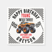 キッズモンスタモダンートラックバースデーパーティー スタンダードカクテルナプキン (正面)