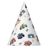 キッズモンスタモダンートラックバースデーパーティー パーティーハット (左)