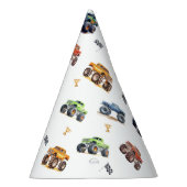 キッズモンスタモダンートラックバースデーパーティー パーティーハット (右)