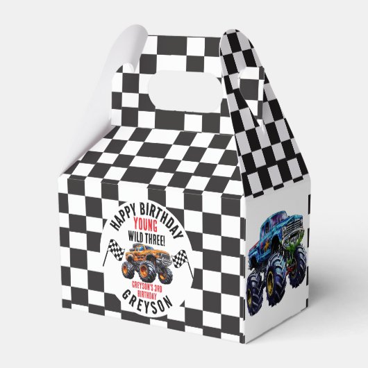 キッズモンスタモダンートラックバースデーパーティー フェイバーボックス (裏面サイド)