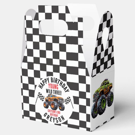 キッズモンスタモダンートラックバースデーパーティー フェイバーボックス (オープン)