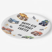キッズモンスタモダンートラックバースデーパーティー ペーパープレート (アングル)