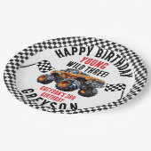 キッズモンスタモダンートラックバースデーパーティー ペーパープレート (アングル)