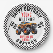 キッズモンスタモダンートラックバースデーパーティー ペーパープレート (正面)
