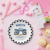 キッズモンスタモダンートラックバースデーパーティー ペーパープレート (パーティー)