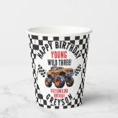 キッズモンスタモダンートラックバースデーパーティー 紙コップ (裏面)