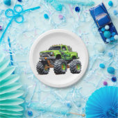 キッズモンスタモダンートラック誕生日パーティー ペーパープレート (パーティー)