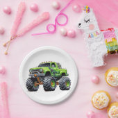 キッズモンスタモダンートラック誕生日パーティー ペーパープレート (パーティー)