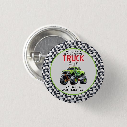 キッズモンスタモダンートラック誕生日パーティー 缶バッジ (正面&裏面)