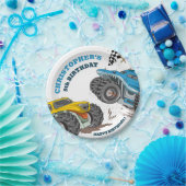 キッズモンスタモダンートラック誕生日 ペーパープレート (パーティー)