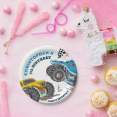 キッズモンスタモダンートラック誕生日 ペーパープレート (パーティー)