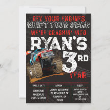 キッズモンスタートラックラリー誕生日パーティーの招待