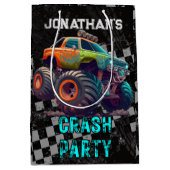 キッズモンスタートラックラリー誕生日パーティー ミディアムペーパーバッグ (正面)