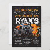 キッズモンスタートラックラリー3回目の誕生日パーティー 招待状 (正面)