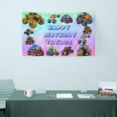 キッズモンスタートラックレースカーボーイバースデーパーティー 横断幕 (トレードショー)