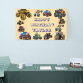 キッズモンスタートラックレースカーボーイバースデーパーティー 横断幕 (トレードショー)