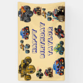 キッズモンスタートラックレースカーボーイバースデーパーティー 横断幕 (縦)