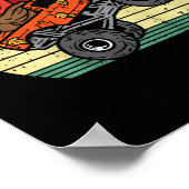 キッズモンスタートラック七面鳥サンセットretro thankgivin ポスター (角)