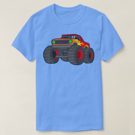 キッズモンスタートラック巨大な車ショー車の炎A Tシャツ (デザイン正面)