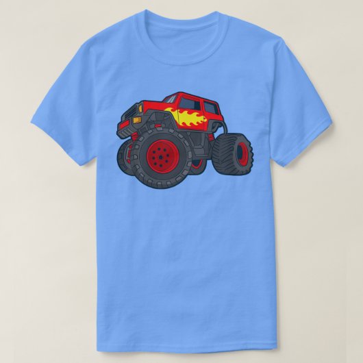 キッズモンスタートラック巨大な車ショー車の炎A Tシャツ (デザイン正面)
