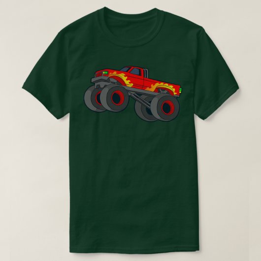 キッズモンスタートラック巨大な車ショー車の炎A Tシャツ (デザイン正面)
