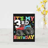 キッズモンスタートラック私の3歳の誕生日の男の子3 3 カード (黄色い花)