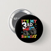 キッズモンスタートラック私の3歳の誕生日の男の子3 3 缶バッジ (正面&裏面)