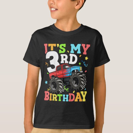 キッズモンスタートラック私の3歳の誕生日の男の子3 3 Tシャツ (正面)