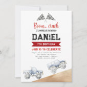 キッズモンスタートラック誕生日パーティーへの招待 招待状 (正面)