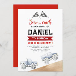 キッズモンスタートラック誕生日パーティーへの招待 招待状