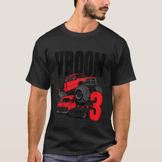 キッズモンスタートラック誕生日Vroom I'm 3 Tシャツ (正面)