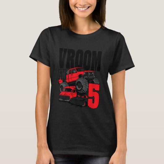 キッズモンスタートラック誕生日Vroom I'm 5 Tシャツ (正面)