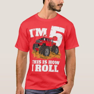 キッズモンスタートラック5誕生日少年5歳Gif Tシャツ