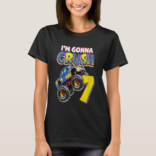 キッズモンスタートラック7誕生日7歳の誕生日 Tシャツ (正面)