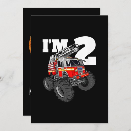 キッズモンスター消防車第2誕生日ボーイ2トドラー シーズンカード (正面/裏面)