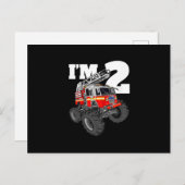 キッズモンスター消防車2ndバースデーボーイ2幼児 シーズンポストカード (正面/裏面)