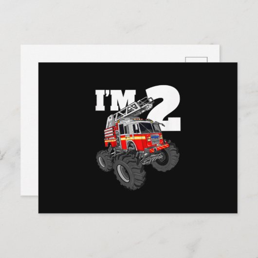 キッズモンスター消防車2ndバースデーボーイ2幼児 シーズンポストカード (正面/裏面)