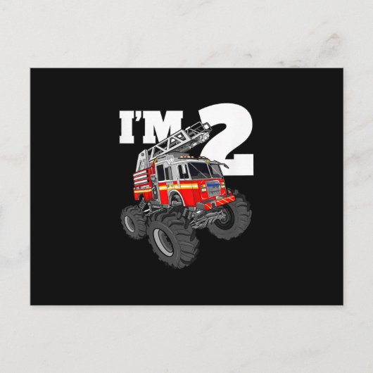 キッズモンスター消防車2ndバースデーボーイ2幼児 シーズンポストカード (正面)