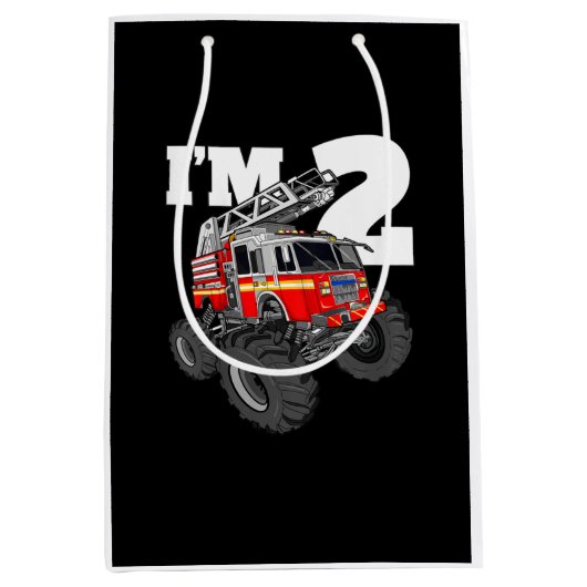 キッズモンスター消防車2ndバースデーボーイ2幼児 ミディアムペーパーバッグ