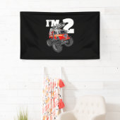 キッズモンスター消防車2ndバースデーボーイ2幼児 横断幕 (インサイチュ)