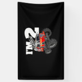 キッズモンスター消防車2ndバースデーボーイ2幼児 横断幕 (縦)