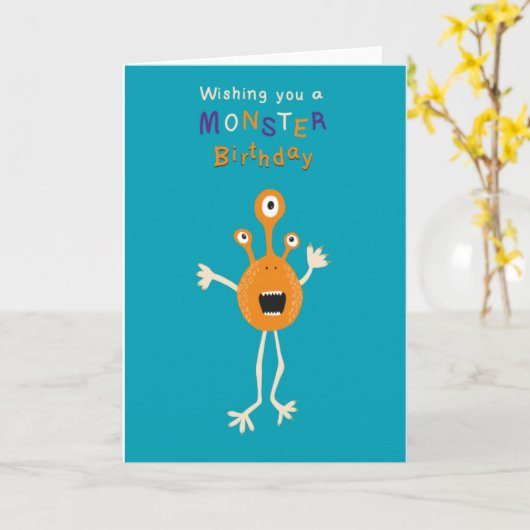 キッズモンスター誕生日カード カード (黄色い花)